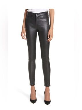 Veronica Beard Kate Skinny Leather Pants Black 10” High Rise Designer